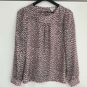 Long sleeve leopard top with piping